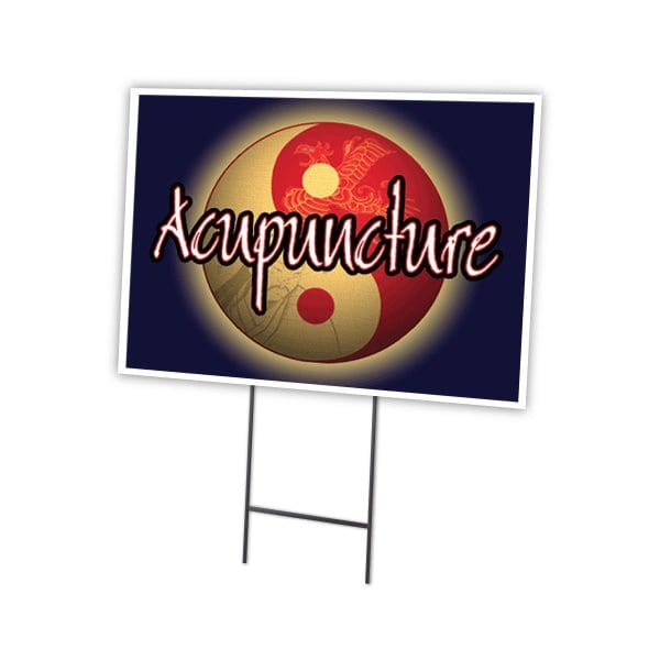 Acupuncture Yard Sign & Stake outdoor plastic coroplast window, C-1824-DS-Acupuncture
